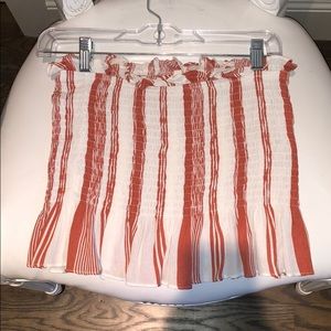 Strapless Orange and White stripped top